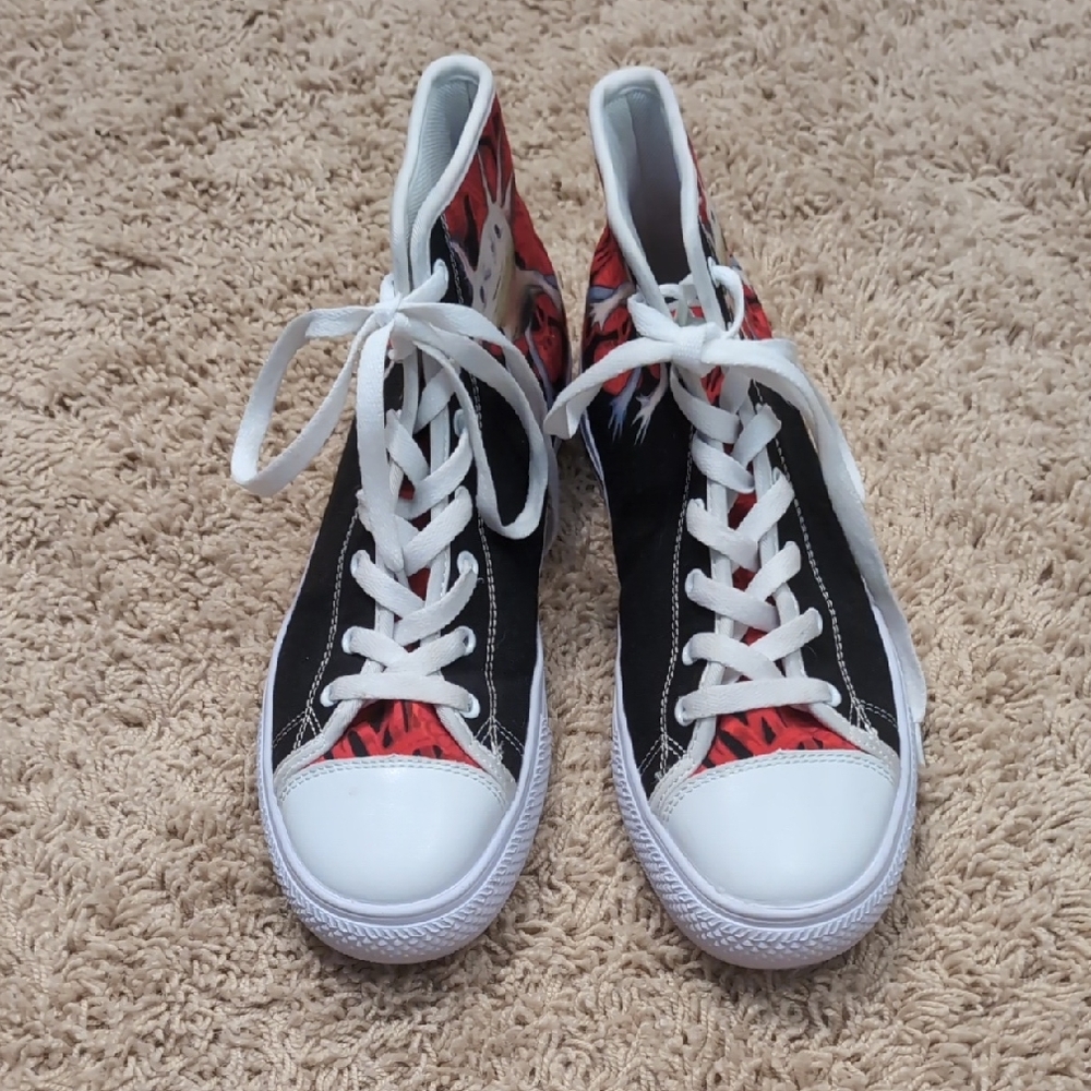 High-Top Sneakers with Red and Black Design